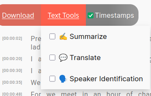 Transcript edit tools