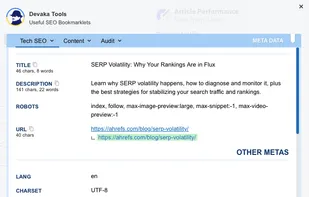 Viewing page meta-data
