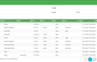 Asset Movement History within Asset Infinity Application