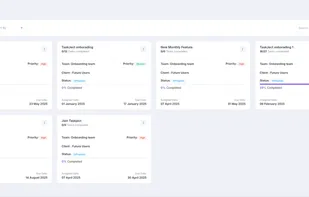 Projects page with main information about any projects