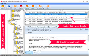 Individual Email Message Preview of OST to PST