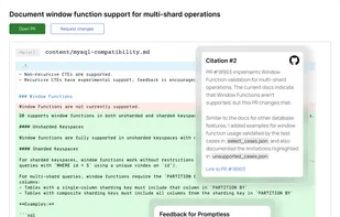 Review with Citations

Every documentation change includes citations showing exactly where information came from. Review the reasoning, provide feedback, or edit in-line before publishing.

