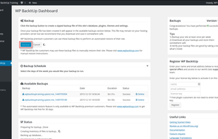 WPBackItUp screenshot 1