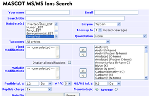 General Options for spectra search in both online and standalone versions