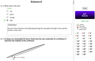 Quiz/test has been submitted and marked (except short answer and essay/paragraph answers) and results are shown to the student. Can be set to not show results and there are other options.