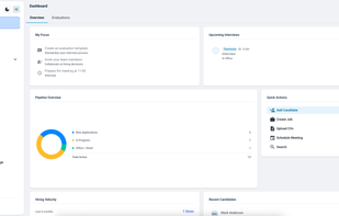 Get a clear snapshot of your hiring efforts. Track active jobs, new applications, and upcoming interviews in one place. Monitor your team's progress and spot bottlenecks instantly.