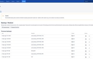 Create and restore snapshots
Snapshots of the current password information can be created any time and are stored (of course encrypted) on the server. Additionally, a file containing the password information can be downloaded and restored.
