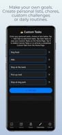 Custom Tasks screen.  Custom Tasks show on the Home Screen after saving. 