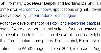 Embarcadero_Delphi, formerly CodeGear Delphi and Borland Delphi