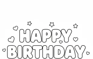 text to coloring: happy birthday