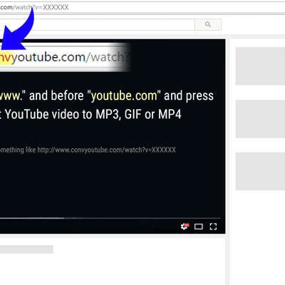 Add conv after the "www." and before "youtube.com" in the URL