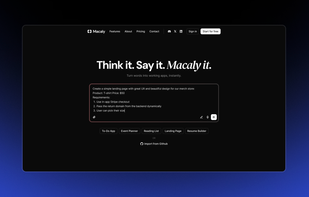 Main interface with text input and project template options.