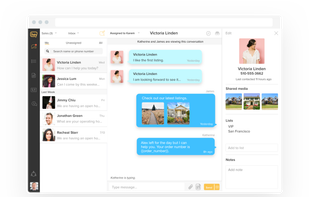 Business text messaging in Heymarket Web.