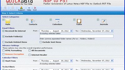 QuickData NSF to PST screenshot 1