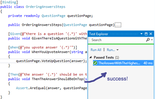 SpecFlow screenshot 1