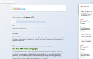 Compare versions of the content piece and see the changes each contributor made. 