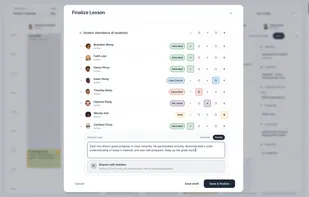 Lesson Attendance Tracking & Student Notes