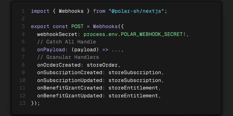 Polar introduces Granular Webhook-handlers image