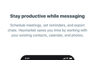Business text messaging in Heymarket iOS app.