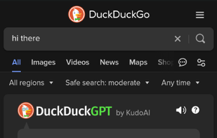 AI response in DuckDuckGo mobile