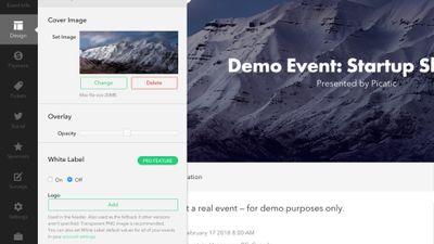 Picatic Event Creator. Build your event page and see the changes in realtime.