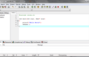 Orwell Dev-C++ 5.1.1.0 default layout