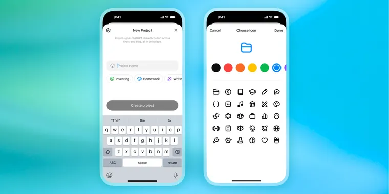 ChatGPT projects now available to free users with more file uploads image