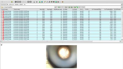Renaming JPG files with the date and time from the EXIF information. Note all the other EXIF information that can be used as well.