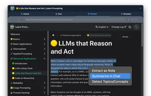 Right-click to summarize, extract topics, or turn web content into notes