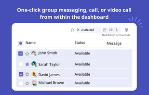 Your Microsoft Teams app to start one-click group messaging, call, or video call from within the dashboard