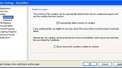 The Sandbox Settings window