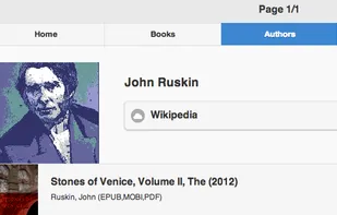 Traditionally Calibre is focussed on books, the titles have detail pages and are visualized by their cover images. Authors existed only as names. BicBucStriim tries to chnage that and adds the possibilit to add metadata to authors. The author apges aren’t restricted anymore to listing the books for an author, but can also contain:
author image
links to blogs and other author-related web pages