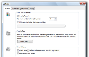 You can apply further defragmentation parameters under Settings.