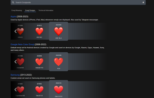 An example of the "Emoji Designs" tab on a page of an emoji.