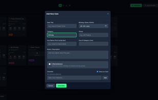Adding new date – birthday
