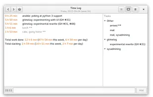 GTimeLog screenshot 1