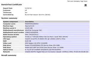 Test certificate (logging example)