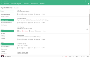 SonicWeb for Windows 10 radio station browsing