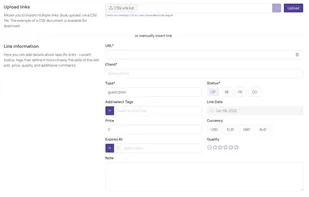 Add new links manually or in bulk