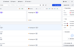 Translate efficiently with smart tools: pre-translate using Translation Memory or Machine Translation, track segment lifecycle, and keep full version history.
