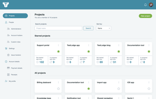 Project list interface
