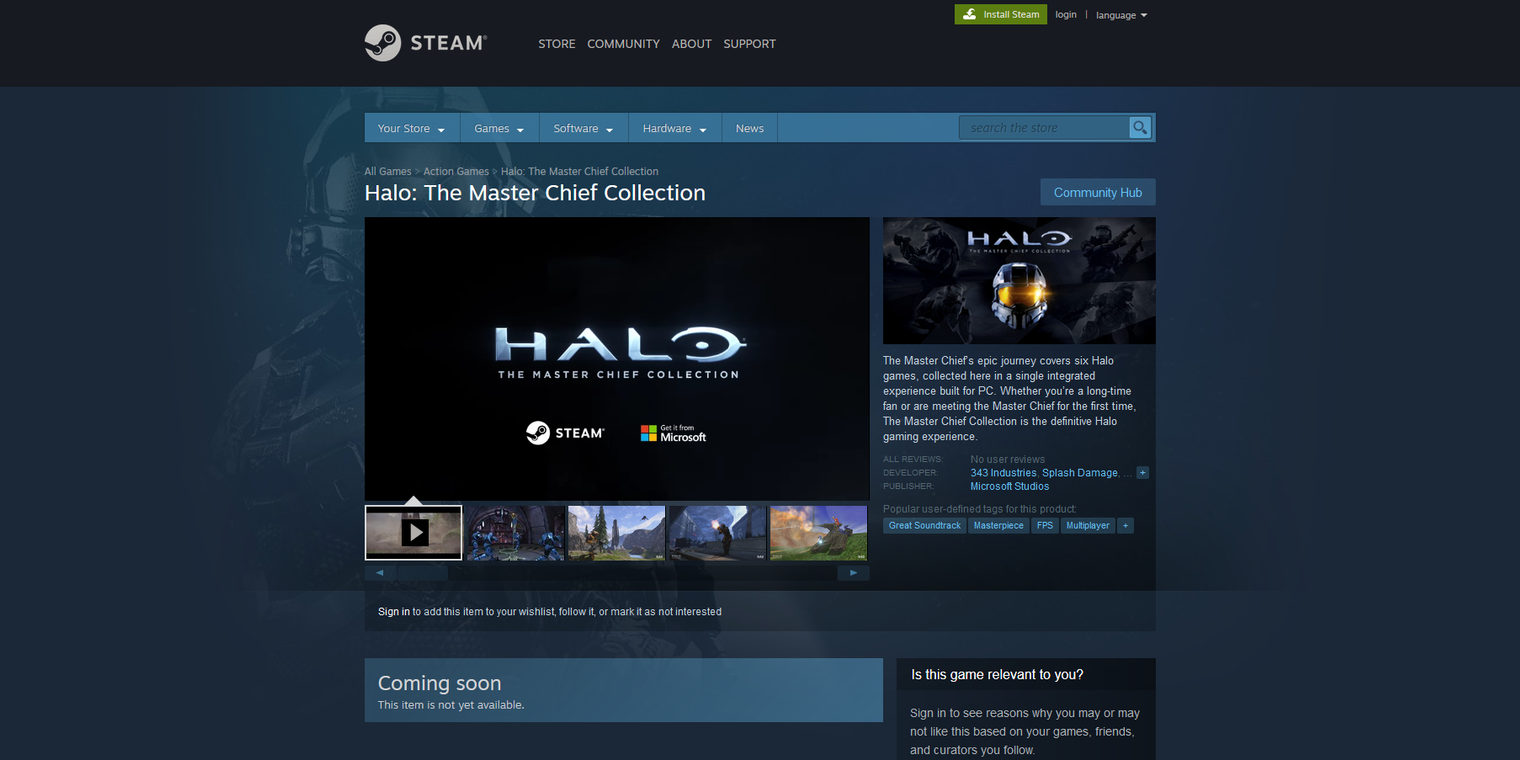 Microsoft is bringing the mainline Halo series to Steam via The Master Chief Collection