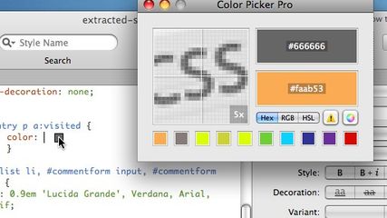Drag and drop color values to your favorite editor.