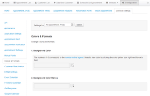 Admin backend (settings)