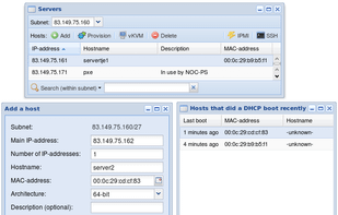Servers & Add a host screens