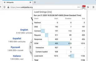 Page load time screenshot 1