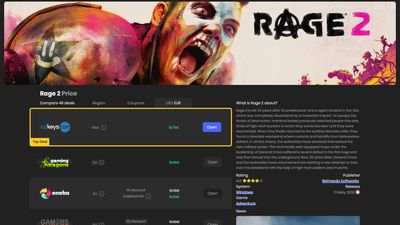 A price comparison for the game Rage 2.