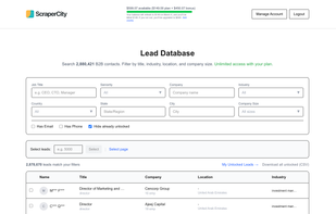 Lead Database with unlimited leads for $147/month (ScraperCity)