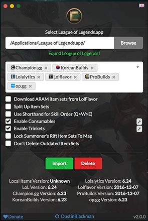 Updated to allow ARAM/Blitz item sets from Lolalytics and more by