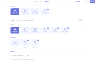 Set who sees the Popup and when, with each Popup's Visibility Settings.